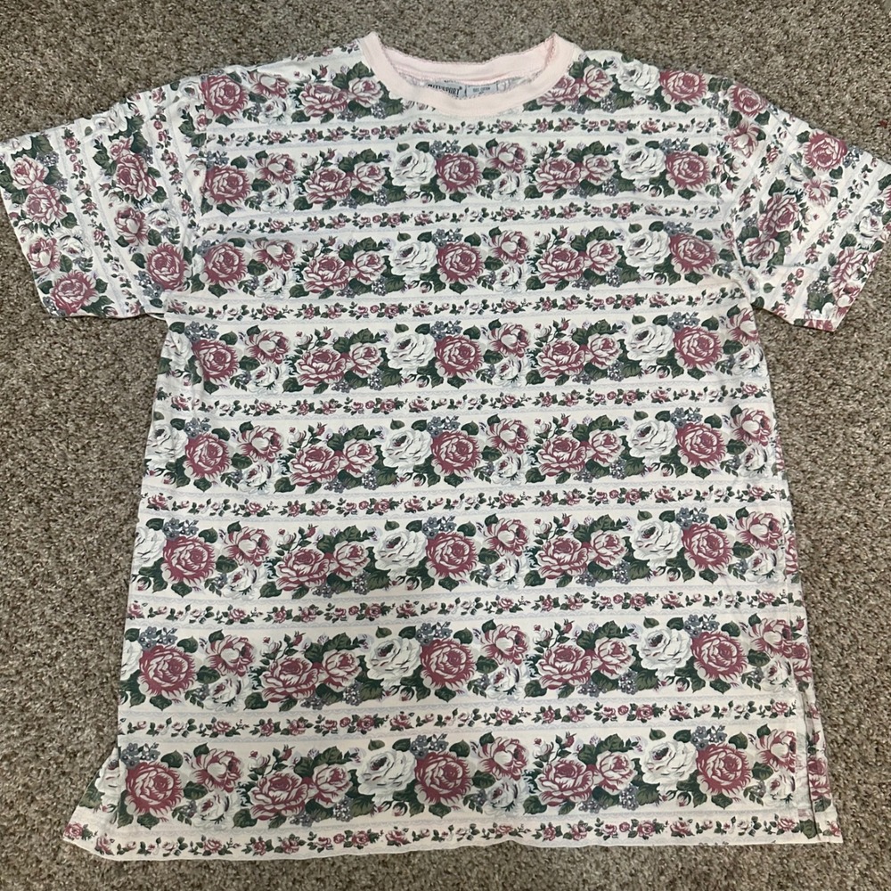 Vintage Citysport Womens Medium Pink Floral T Shirt Preowned Short Sleeve Cotton